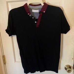 Black & maroon contrast polo
